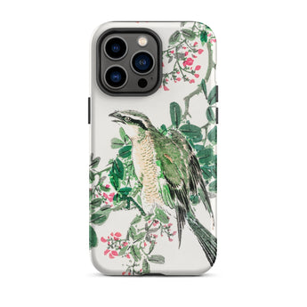 Shrike and Clover - Numata Kashu Meiji Phone Case Iphone 14 Pro Max / Matte Bird-themed Iphone Case Numata Kashu, Green-feathered Shrike