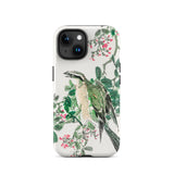 Shrike and Clover - Numata Kashu Meiji Phone Case Iphone 15 / Matte Bird-themed Iphone Case Numata Kashu, Green-feathered Shrike Surveys,