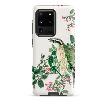 Shrike and Clover - Numata Kashu Meiji Phone Case Samsung Galaxy S20 Ultra / Matte White Phone Case Detailed Illustration Green Brown Bird