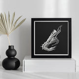 Shrimp - Ernst Haeckel Marine Life Art Print / Canvas Framed Black White Artwork Skeletal Prawn, Crustacean Specter Materializes, Inky