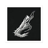 Shrimp - Ernst Haeckel Marine Life Art Print / Canvas White Skeleton Shell Crustacean Dark Background, Specter Materializes, Inky Depths