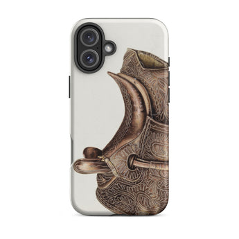 Side Saddle - Bertha Semple paardenbeslagkunst iPhone-hoesje, 16 Plus / Mat, Mobiele telefoonhoesjes, Toby Leon