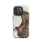 Side Saddle - Bertha Semple paardenbeslagkunst iPhone-hoesje, 16 Pro / Mat, Mobiele telefoonhoesjes, Toby Leon