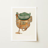 Side Saddle - Rose Campbell–gerke Equestrian Art Print / Canvas Vintage-style Tan Leather Body Green Quilted Ornate, Aficionados Prints