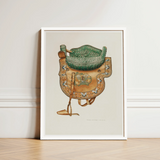 Side Saddle - Rose Campbell–gerke Equestrian Art Print / Canvas Framed Watercolor Illustration Ornate Green Crocodile-skin Seat,
