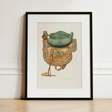 Side Saddle - Rose Campbell–gerke Equestrian Art Print / Canvas Framed Illustration Ornate Green Tan Leather Intricate, Aficionados Prints