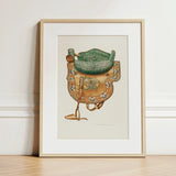 Side Saddle - Rose Campbell–gerke Equestrian Art Print / Canvas Framed Illustration Ornate Green Textured Seat Tan, Aficionados Prints