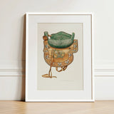 Side Saddle - Rose Campbell–gerke Equestrian Art Print / Canvas Framed Illustration Ornate Horse Green Quilted Seat, Aficionados Prints