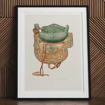Side Saddle - Rose Campbell–gerke Equestrian Art Print, Framed Artwork Ornate Green Gold Backpack Rucksack