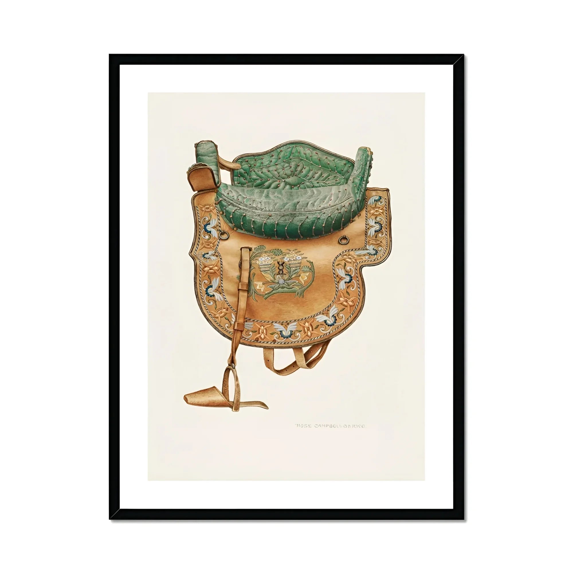 Side Saddle - Rose Campbell–gerke Equestrian Art Print, Ornate Leather Metal Saddle Decorative Patterns Embellishments