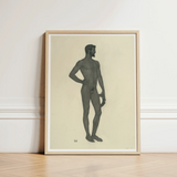 Sieger - Sascha Schneider Fine Art Print / Canvas Minimalist Framed Artwork Monochromatic Sketch Nude Male Figure, Secret Softened, Prints