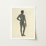 Sieger - Sascha Schneider Fine Art Print / Canvas Monochromatic Graphite Sketch Nude Male Figure Profile Framed, Secret Softened, Prints