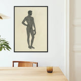 Sieger - Sascha Schneider Fine Art Print / Canvas Black-framed Artwork Monochromatic Sketch Nude Male Figure Grapes, Secret Softened, Prints