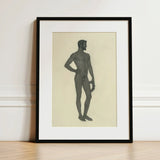 Sieger - Sascha Schneider Fine Art Print / Canvas Black-framed Monochromatic Sketch Nude Male Figure, Secret Softened, Prints