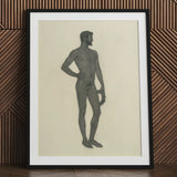 Sieger - Sascha Schneider Fine Art Print / Canvas Black Framed Nude Male Figure Poster, Secret Softened, Prints