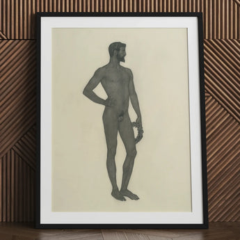 Sieger - Sascha Schneider Fine Art Print / Canvas Black Framed Nude Male Figure Poster, Secret Softened, Prints