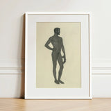 Sieger - Sascha Schneider Fine Art Print / Canvas Framed Black-and-white Illustration Nude Male Figure Hand Hip, Secret Softened, Prints