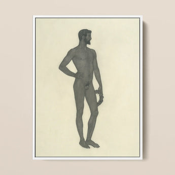 Sieger - Sascha Schneider Fine Art Print / Canvas Framed Black-and-white Illustration Nude Male Figure Hand Hip, Secret Softened, Prints