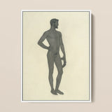 Sieger - Sascha Schneider Fine Art Print / Canvas Framed Black-and-white Illustration Nude Male Figure Hand Hip, Secret Softened, Prints