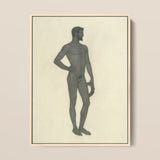 Sieger - Sascha Schneider Fine Art Print / Canvas Framed Monochrome Sketch Nude Male Figure Detailed Textured, Secret Softened, Prints