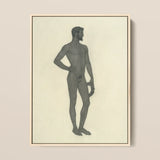 Sieger - Sascha Schneider Fine Art Print / Canvas Framed Monochrome Sketch Nude Male Figure Detailed Textured, Secret Softened, Prints