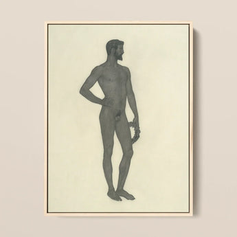 Sieger - Sascha Schneider Fine Art Print / Canvas Framed Monochrome Sketch Nude Male Figure Detailed Textured, Secret Softened, Prints