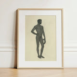 Sieger - Sascha Schneider Fine Art Print / Canvas Minimalist Charcoal Sketch Nude Male Figure Profile Framed, Secret Softened, Prints