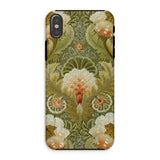 Silk Embroidery with Flowers and Leaves Phone Case, Iphone Xs / Matte, Mobile Cases, Toby Leon
