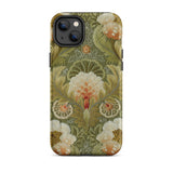 Silk Embroidery with Flowers and Leaves Phone Case Iphone 14 Plus / Matte Floral Patterned Phone Case Silk Embroidery
