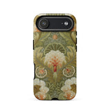 Silk Embroidery with Flowers and Leaves Phone Case Iphone 17 Air / Matte Green Floral Phone Case Intricate Design Textured Surface Silk