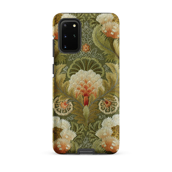 Silk Embroidery with Flowers and Leaves Phone Case Samsung Galaxy S20 Plus / Matte Phone Case Intricate Floral Pattern Cream Orange