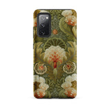 Silk Embroidery with Flowers and Leaves Phone Case Samsung Galaxy S20 Fe / Matte Intricate Floral Pattern Cream Orange Green Mobile Cases