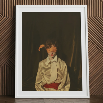 Silk - Neobarocker schwuler Herrenmode-Kunstdruck / Leinwand, 24x32’’ / 61x81cm / Weißer Rahmen / Passepartout, Poster Drucke & visuelle Kunstwerke, Toby Leon