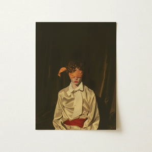 Silk - Neo-baroque Gay Mens Wear Art Print / Canvas Framed Person Cream Satin Blouse Red Sexy, Draped, Prints