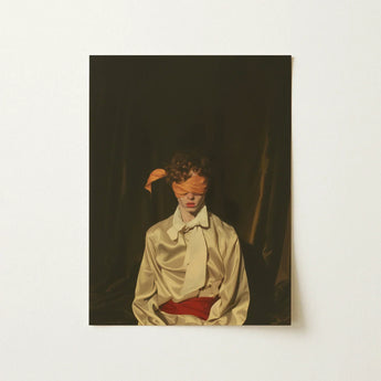 Silk - Neo-baroque Gay Mens Wear Art Print / Canvas Framed Person Cream Satin Blouse Red Sexy, Draped, Prints