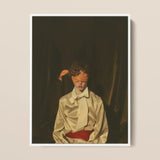 Silk - Neo-baroque Gay Mens Wear Art Print / Canvas Framed Portrait Person Cream Satin Shirt Red Sash Sexy, Draped, Prints