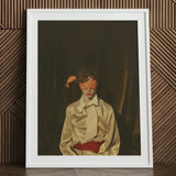 Silk - Neo-baroque Gay Mens Wear Art Print / Canvas White-framed Figure Off-white Satin Shirt Red Sexy, Draped, Prints