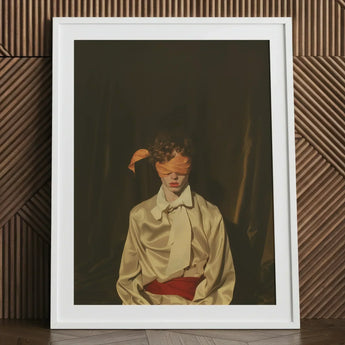 Silk - Neo-baroque Gay Mens Wear Art Print / Canvas White-framed Figure Off-white Satin Shirt Red Sexy, Draped, Prints