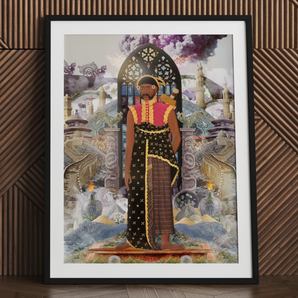 Silk Rodeo - Cultural Fusion Collage Art Print, 24x32’’ / 61x81cm / Black Frame / Matboard, Posters Prints & Visual Artwork, Toby Leon