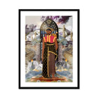 Silk Rodeo - Cultural Fusion Collage Art Print, Regal Figure Traditional African-inspired Attire Ornate Patterns Gold