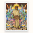 Silk Rodeo Romeo - Surreal Orientalist Collage Art Print, Figure Traditional Middle Eastern Attire Colorful Ornate Backdrop