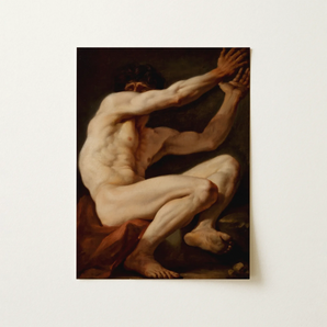 Sitting Male - Stampa d'arte di Nicolai Abildgaard / Tela, 12x16’’ / 31x41cm / Senza cornice / senza bordo, Poster, stampe e arte visiva, Toby Leon