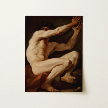 Sitting Male - Stampa d'arte di Nicolai Abildgaard / Tela, 12x16’’ / 31x41cm / Senza cornice / senza bordo, Poster, stampe e arte visiva, Toby Leon