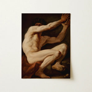 Sitting Male - Nicolai Abildgaard Art Print / Canvas Classical Oil Painting Muscular Nude Figure Dynamic, Builds, Deltoid Mapped, Cool