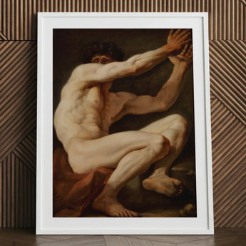 Sitting Male - Nicolai Abildgaard Art Print / Canvas Framed Classical Painting Muscular Nude Figure Dynamic, Builds, Deltoid Mapped, Cool