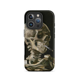 Skeleton with a Cigarette - Vincent Van Gogh Phone Case Iphone 16 Pro / Matte Black Phone Case Skeleton Art Gogh’s Skeleton, Smirking