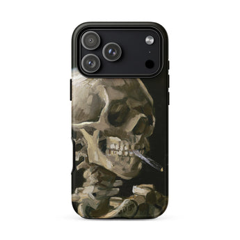 Skeleton with a Cigarette - Vincent Van Gogh Phone Case Iphone 17 Pro Max / Matte Black Phone Case Skull Design Gogh’s Skeleton, Smirking