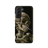 Skeleton with a Cigarette - Vincent Van Gogh Phone Case Samsung Galaxy S21 / Matte Black Phone Case Detailed Painted Depiction Skull Bones