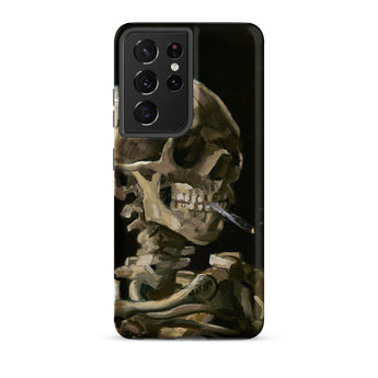 Skeleton with a Cigarette - Vincent Van Gogh Phone Case Samsung Galaxy S21 Ultra / Matte Black Phone Case Detailed Painted Depiction