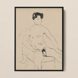 Sketchbook 40 Sheets - Cyprian Majerník Art Print / Canvas Black-framed Sketch Seated Nude Figure Minimalist Line Male, Majerník’s, Raw